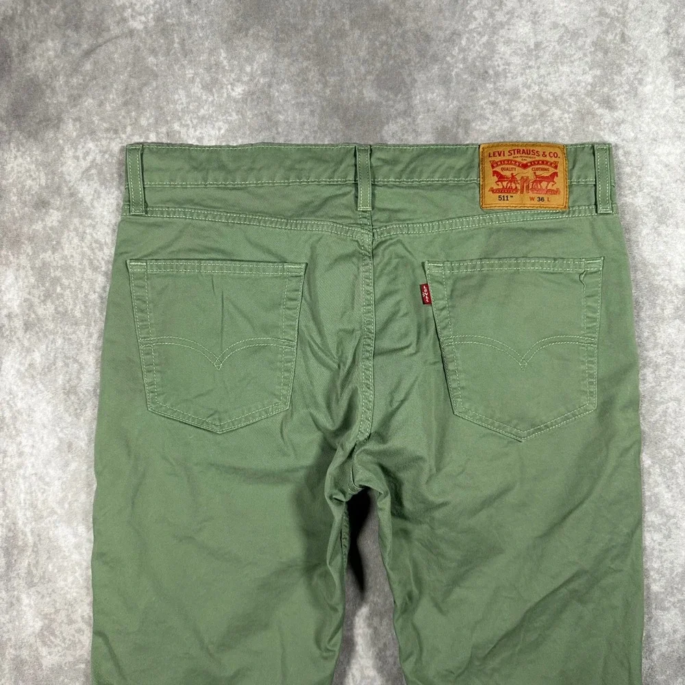 Levis 511 Slim Fit Shorts Mens 36 Olive Green Cotton Twill Casual Summer 5Pocket